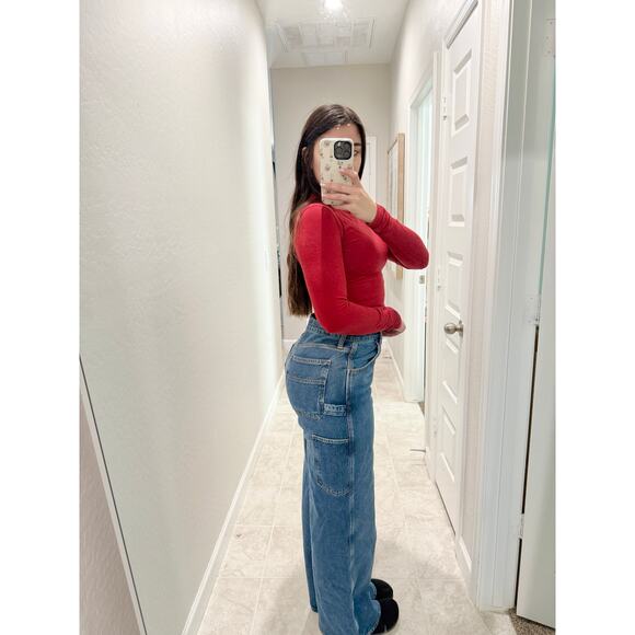 Agolde magda dark wash wide leg carpenter jeans - size 28 - Picture 2 of 10